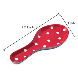 UPware Melamine Spoon Rest Spoon Holder Kitchen Utensil Holders 9.625 Inch for Kitchen Counter Dining Table (Red Polka Dot)