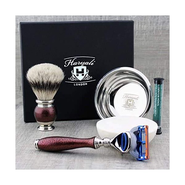 Haryali Men's Razor Set with 5 Blades Shaving Brush, Shaving