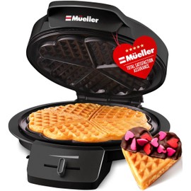 Mueller Heart 5 Waffle Maker, Norwegian Waffle Iron, Adjustable Browning Control & Nonstick, Cool Touch Handle, Easy to Clean, Small Kitchen Appliances