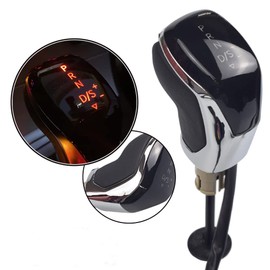 Hacreyatu LHD Automatic LED Gear Shift Knob Retrofit Kit Fit for VW Golf MK6 MK7 Passat B7 B8 Tiguan MK2 Polo (Silver Bright LED-Red)