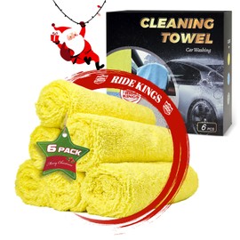 RIDE KINGS Car Wash Drying Towels,Absorbent,Lint-Free, Extra Soft,Reusable and Durable,Interior&Exterior, Microfiber Drying Towels for Cars 16in x 16in-6 Packs Yellow