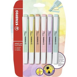 Highlighter - STABILO swing cool Pastel - Pack of 6 - Assorted Colours