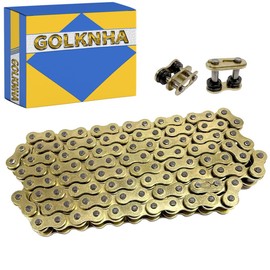 GOLKNHA 420 Chain 140 Links with Connecting Master Link X-Ring Gold for 50 70 90 110 125cc SSR TaoTao Apollo Baja 212cc Go Kart Scooter Mini Bike Powersports Parts ATV 4 Wheeler Quad Pit Dirt Bike