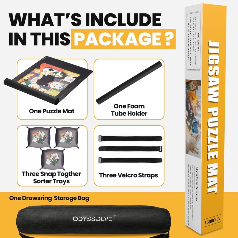 Odyssolve Jigsaw Puzzle Mat Roll Up 1500 Pieces Saver Pad
