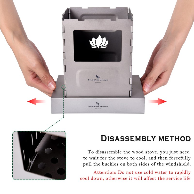 Boundless Voyage Camping Stove Portable Folding Titanium Stove Wood Stove