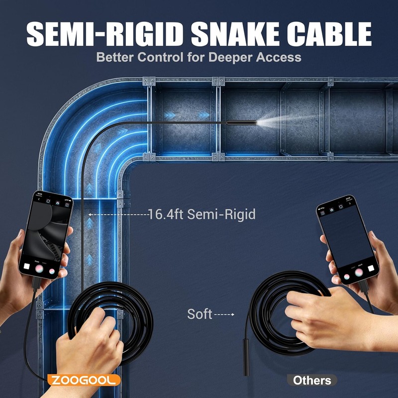 Endoscope Camera with Light, 1920P HD Borescope Inspection Camera |