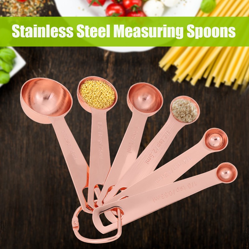 6Pcs/Set Stainless Steel Measuring Spoons Dry & Liquid Ingredients Cooking