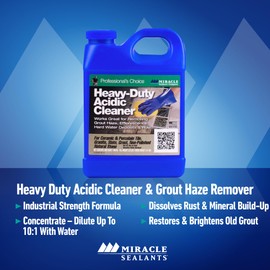 Miracle Sealants Heavy-Duty Acidic Cleaner for Tile & Stone, Grout Haze, Rust Stain & Efflorescence Remover, Gallon
