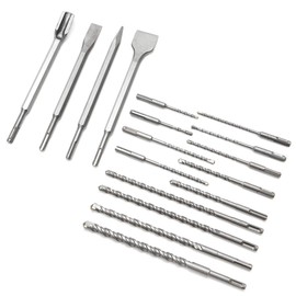 Stark USA Industrial 17-Pieces Concrete Rotary Hammer Drill Bits Set & Chisels (SDS PLUS) w/Carrying Case