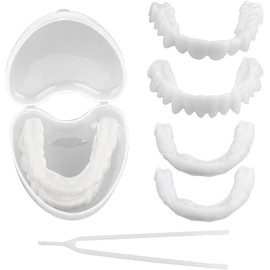 1Pairs Instant Veneers Dentures, Fake False Teeth Clip in Veneers Teeth Whitening Cosmetic Temporary Tooth Set with Box, Snap on Veneers Teeth Top Bottom for Women Men Regain Confident Smile