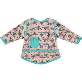 Close Pop-In Baby Long Sleeve Bib with Front Pocket from 6 to 18 Months | Machine Washable at 40 Degrees | Level 3 Ferret Print