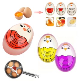 Pack of 3 Egg Timer, Egg Timer, Colour Changing, Fun for Cooking, Made of Resin, Heat Sensitive, Soft, Medium and Hard Boiled Eggs, for Families, Schools (5.5 x 4 cm)