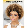WIGER Short Afro Bouncy Curly Headband Wig Kinky Curly Wigs