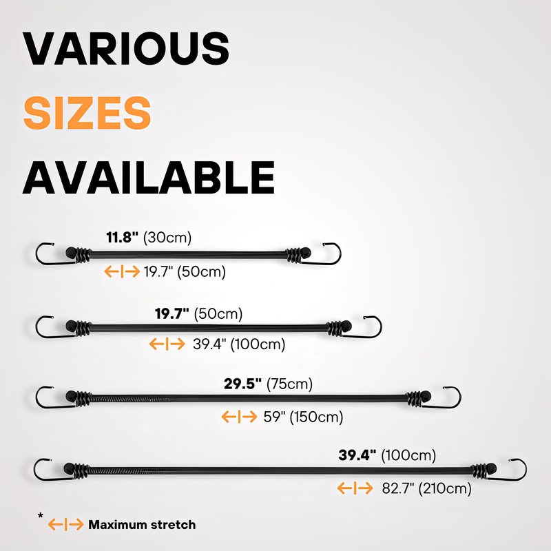 Heavy-Duty Bungee Cords with Reinforced Hooks on Both Ends –