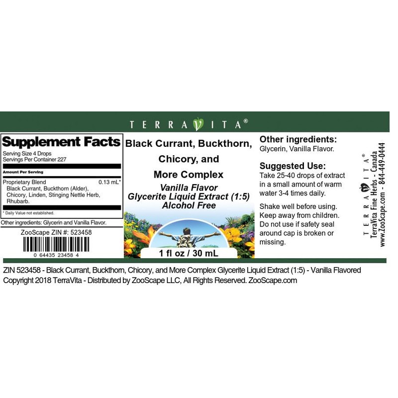 Terravita Black Currant, Buckthorn, Chicory, and More Complex Glycerite Liquid