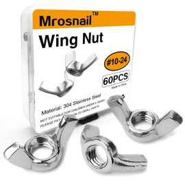 Mrosnail 60 PCS 10-24 Wing Nuts Kit - Stainless Steel Butterfly Wingnuts for Secure Hand Twist Fastening, Durable Construction