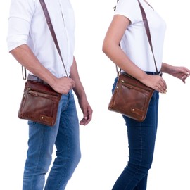 STILORD 'Cameron' Small Leather Shoulder Bag Vintage Messenger Bag Leather Bag DIN A5 8.4 Inch Tablet Bag Handbag Cross Body Bag Retro Leather Case, Porto - Cognac, shoulder bag