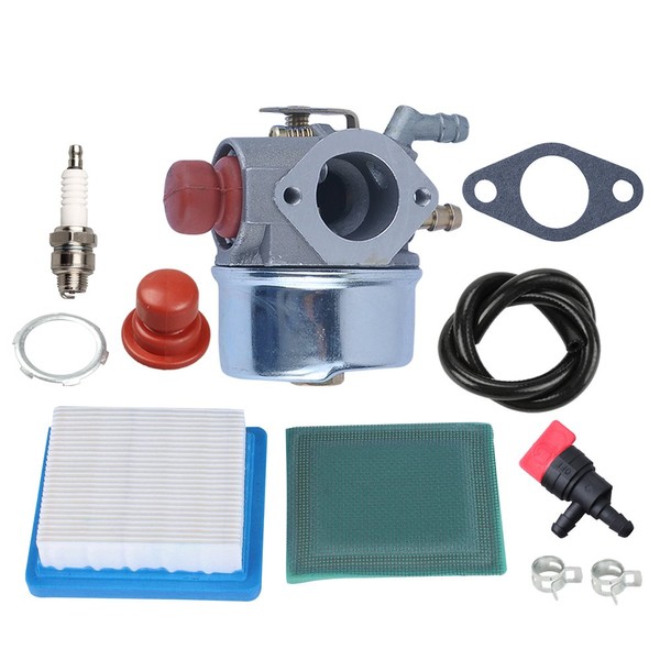 Panari 640004 640117B Carburetor + Air Filter Tune Up Kit for Tecumseh OHH45 OHH50 OHH55 OHH60 OHH65 Engine Lawn Mower 640014 640025