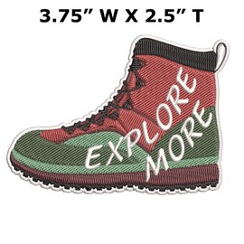 Explore More Hiking Boot Embroidered Premium Patch DIY Iron-on or Sew-on Decorative Badge Emblem Vacation Souvenir Travel Gear Clothes Appliques