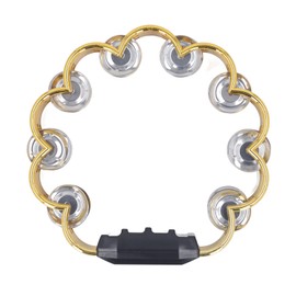 Tambourine Double Row Floral Design Percussion Jingles Hand Instrument for Party Performance Gold Color