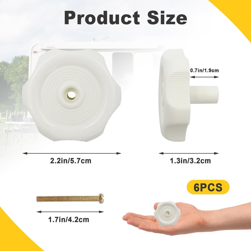 ACOSIY 6 Pack RV Window Knob Replacement for Vent, 2.25"