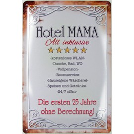 Tin Sign 20 x 30 cm Curved Hotel Mama All Inclusive Saying Sayings Humour Metal Decorative Gift Sign