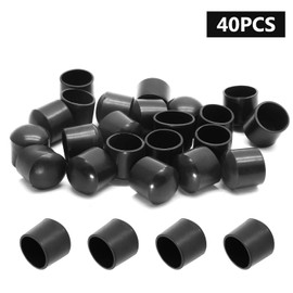Uenhoy 40 Pcs 5/8" (16mm) PVC Chair Leg Tips Caps Round Chair Leg Floor Protectors Black Furniture Leg End Caps