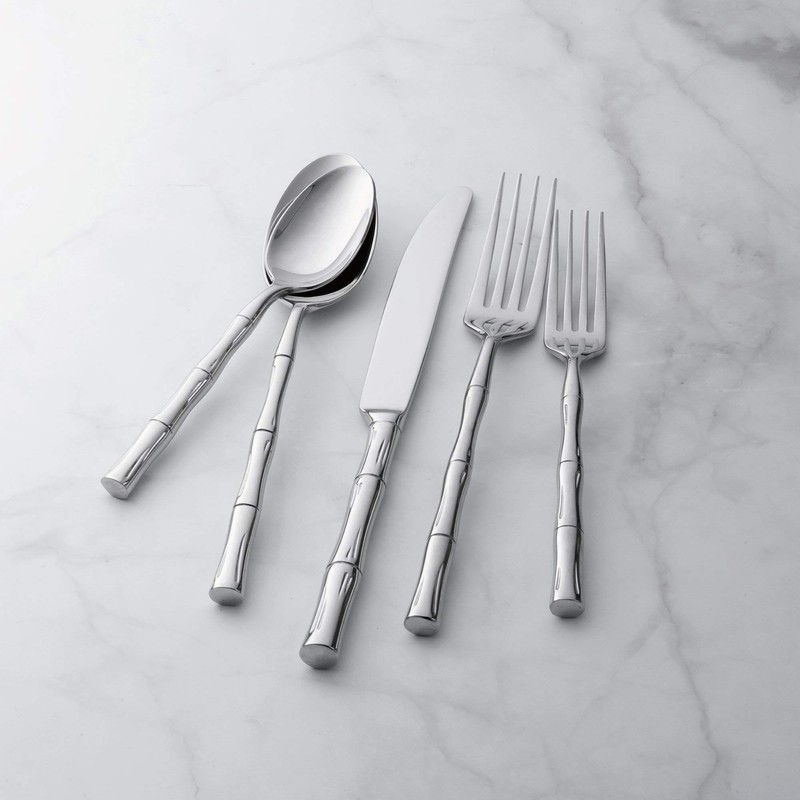 Supreme Housewares 20-Piece Bamboo Shaped Flatware Set, 18/8 Stainless Steel