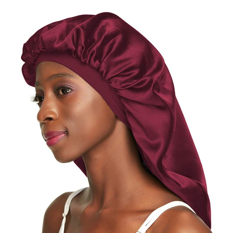 Awefeel Large Braids Satin Bonnet Jumbo Sleep Cap Red