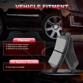 ASTOU 4pcs D1100 Rear Ceramic Brake Pads Set fit for 2005-2019 for Nissan Frontier 2005-2015 for Nissan Xterra 2009-2012 for Suzuki Equator Brakes Pads Kits Replacement