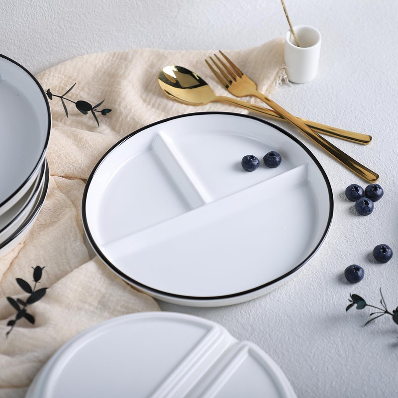 Bicuzat 1 PCS Ceramic Dinosaur Portion Control Plate Divided Dish