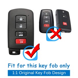 waymei Silicone Key Fob Cover Remote Keyless Case Protector Compatible with Toyota Avalon Camry Corolla Highlander RAV4 - 4 Buttons (Black with Red / White)