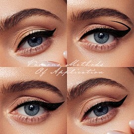 Anglicolor 2 Pack Sellos Delineador Ojos Waterproof, De Larga Duración Y Fácil De Quitar Negro, Cat Eye Eyeliner, Para Mujeres Regalo De Navidad (01-Black)