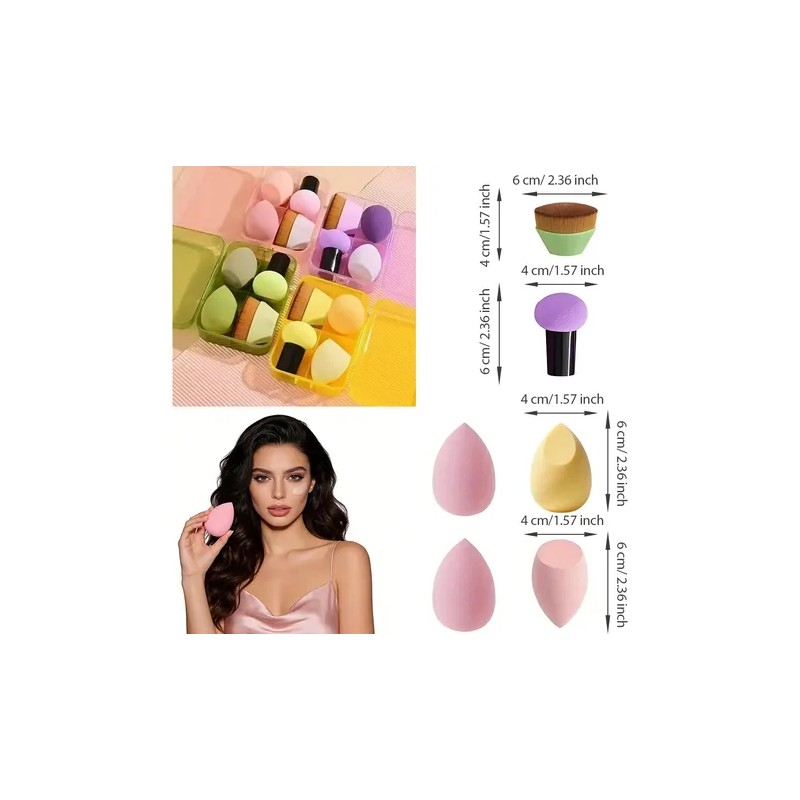 8kit De Esponja Para Maquillaje Con Brochas Kabuki Para Base