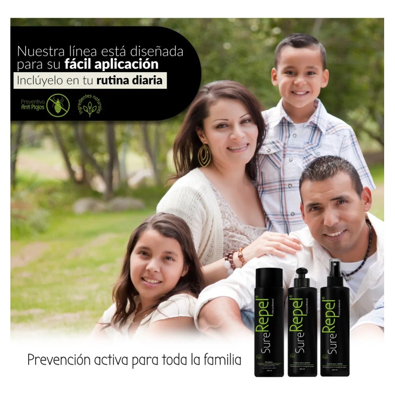 Loción Para Piojos Profesional Sure Repel Repelente Premium