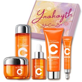 Skincare Gifts for Women, Vitamin C Skincare Gifts Set for Teenage Girls - Moisturising & Brightening for Uneven Skin Tone Gift Set - Cleanser, Toner, Essence, Eye Cream, Face Cream