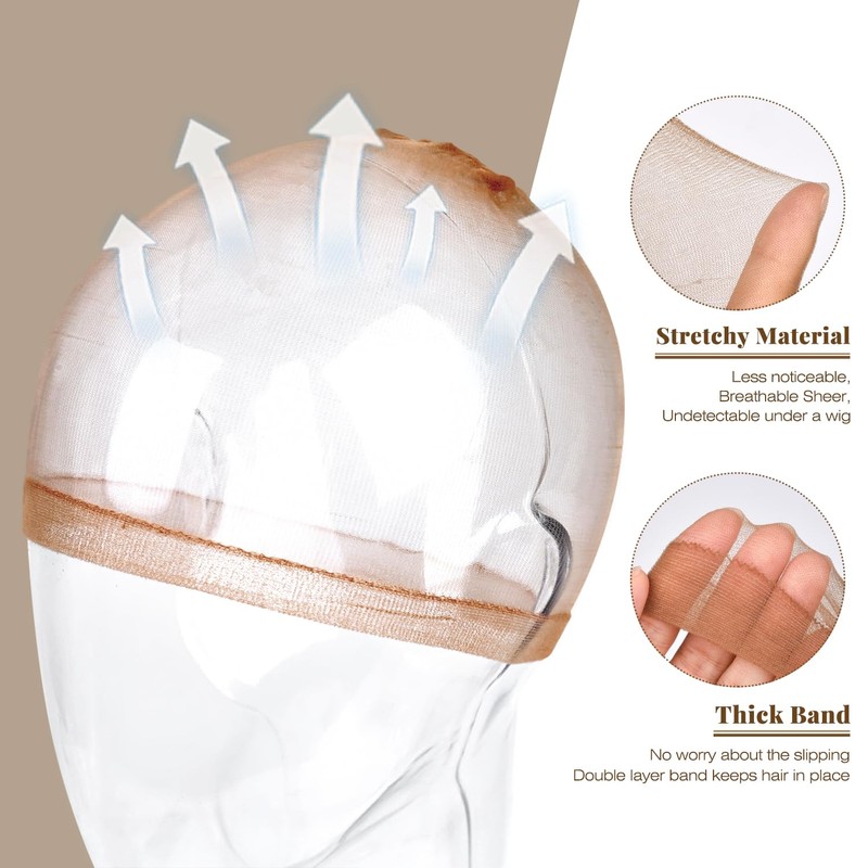 IKOCO HD Wig Cap, 8Pcs Transparent Wig Cap for Women