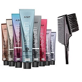 ASP Affinage INFINITI Ultra-Low Ammonia Permanent Hair Color Dye Haircolor w/Shea Butter & Argan (w/Sleek 3-in-1 Brush Comb) Infinity Intelligent Colour (7.0 Med Blonde)