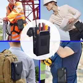 Tool Pouch with Belt Clip,Tactical Utility Pouch, Phone Holder, Heavy-Duty Nylon EDC Multitool Organizer, Multi-Pockets Tool Holster Sheath Bag for Electricians Handymen Maintenance Dailylife Hiking