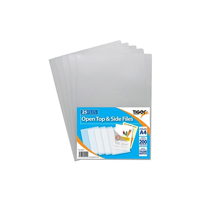 Tiger A4 report files open top and side covers -