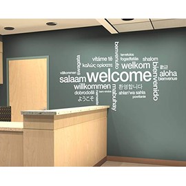 Welcome Sign Decal Welcome Wall Sticker Welcome in Many Languages Decor Welcome Design Wall Art Design All Languages Room Mural and Stick Wall Decals