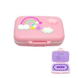 Frohstadt Milk Tooth Box for Boys & Girls, Food-Safe Tooth Box with Snap Closure, Baby Memory Box & Christening Gift (Rainbow Design (Lilac))