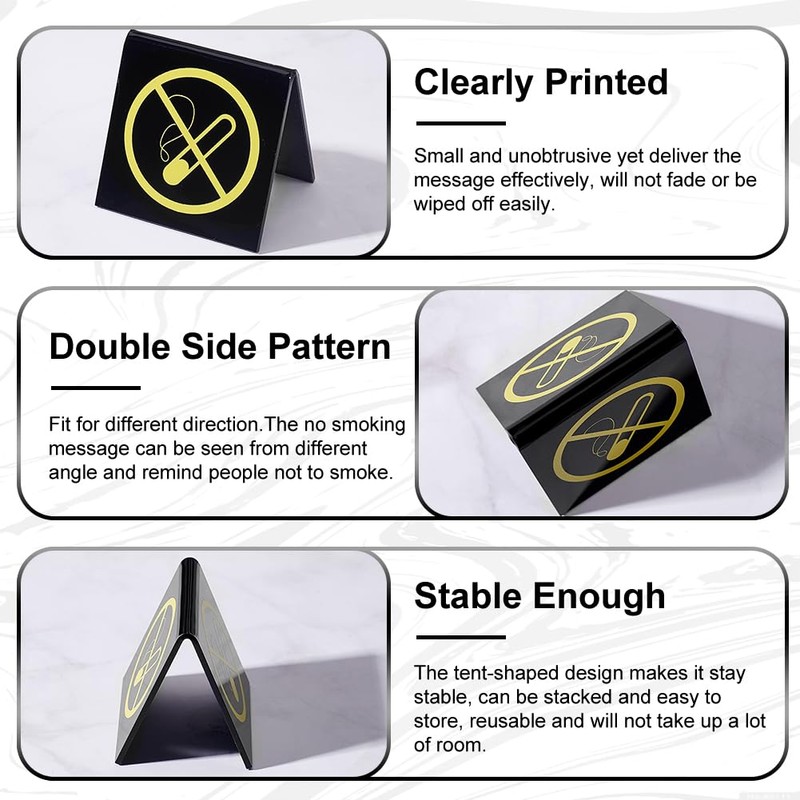 AHANDMAKER Pack of 10 Double Sided Acrylic No Smoking Table