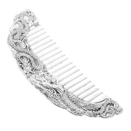Baluue Collection Enhancer: Dragon and Phoenix Silver Comb Styling and Grooming Tool Retro Jewelry Comb Present