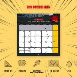 Grupo Erik Wandkalender 2023, One Punch Man Jahreskalender 2023, Kawaii Kalender 2023 Wandkalender mit Geschenk Poster, Kalender 2023 zum Aufhängen, offizielle Lizenz, FSC zertifiziert