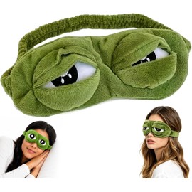 3D Frog Sleep Mask, Funny Frog Eye Mask for Sleeping with Adjustable Strap, Soft Plush Eye Cover for Adults, Women, Men, Travel and Nap