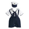 White Sailor Suspender Shorts Set (3T)