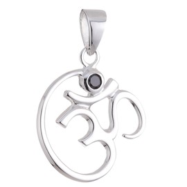 Vinani Anhänger OM Symbol Zirkonia schwarz Sterling Silber 925 AOM-EZ