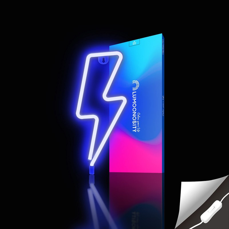 Lumoonosity Lightning Bolt Neon Signs, USB Powered Led Lightning Bolt