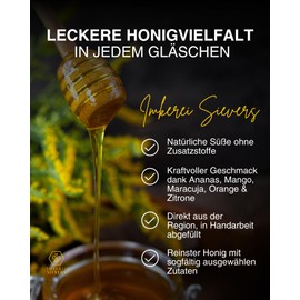 Nordbienchen® Tropenzauber Set of 5 Honey 30 g – Natural Honey without Additives – Various Honey Types – Elegant Honey Gift Set from Germany – Honey Sweet Spread Tasting Set